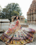 Off White Mirror Work Navratri Lehenga Choli
