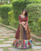 Multi Color Digital Printed Mirror Work Full Flair Navratri Lehenga Choli