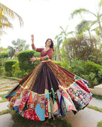 Multi Color Digital Printed Mirror Work Full Flair Navratri Lehenga Choli