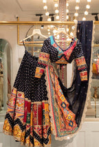 Black Mirror Work Muslin Navratri Lehenga Choli
