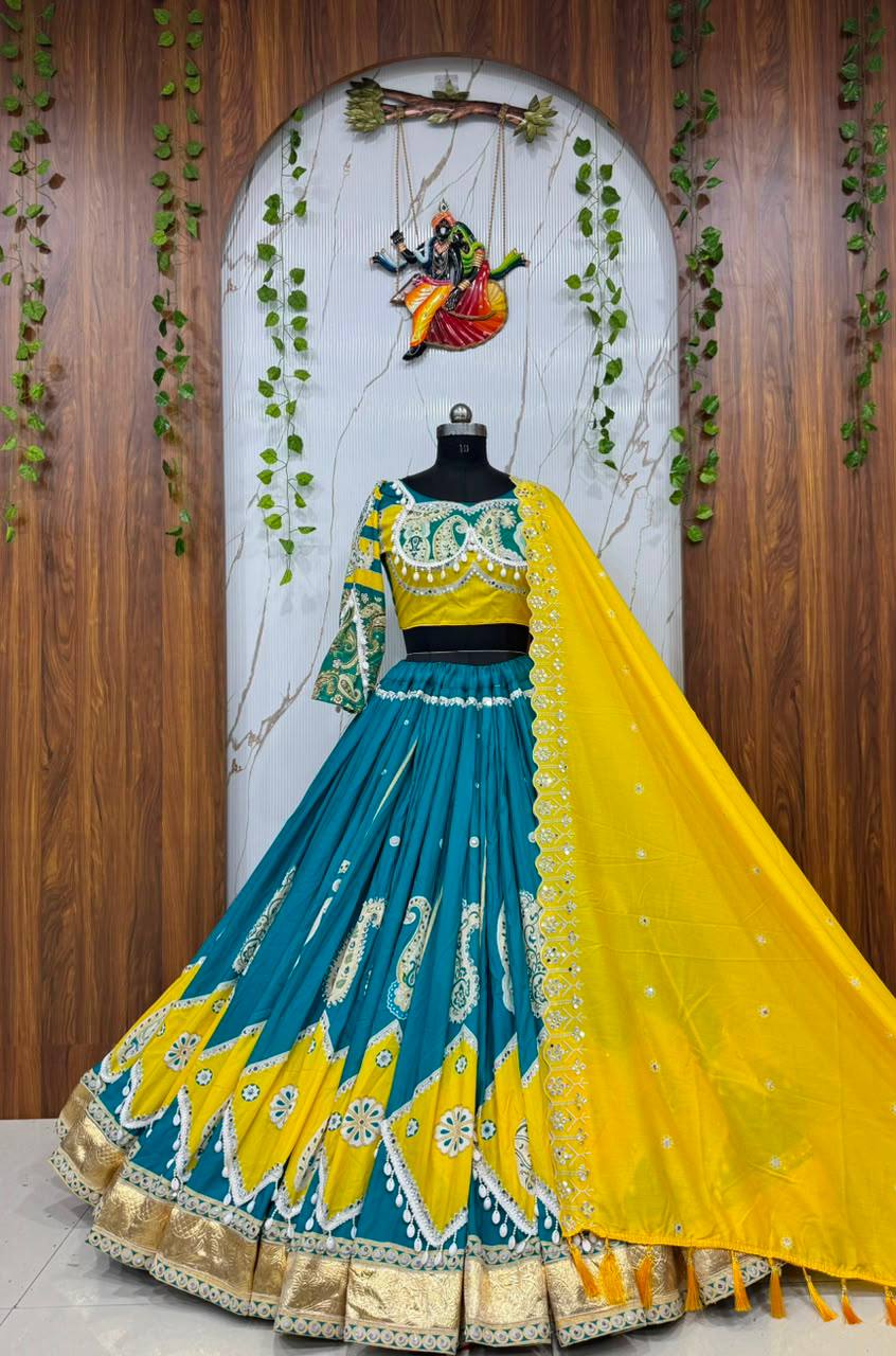 Rama Mirror Work Digital Printed Navratri Lehenga Choli