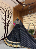 Black Mirror Work Muslin Navratri Lehenga Choli
