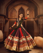 Black-Red Mirror Work Muslin Navratri Lehenga Choli