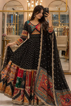 Black Mirror Work Muslin Navratri Lehenga Choli