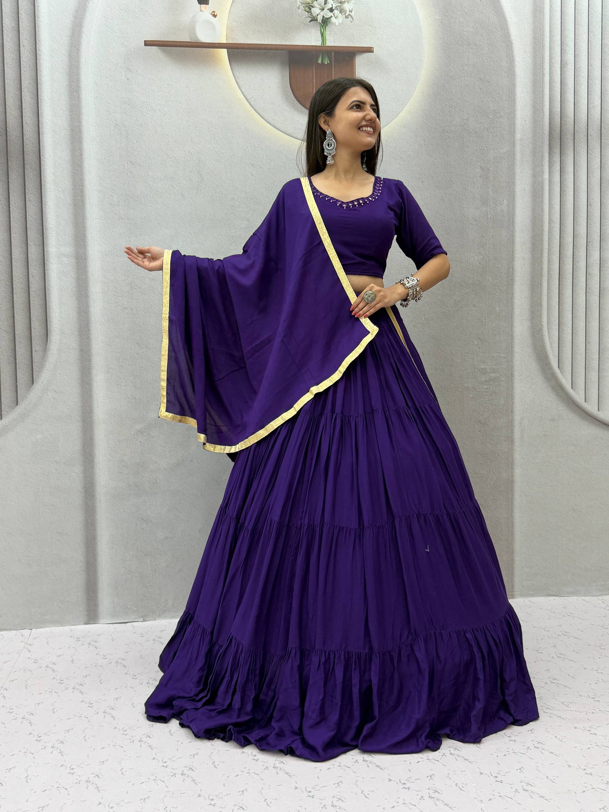 Niyara Rayon Cotton Mirror Work Lehenga Choli