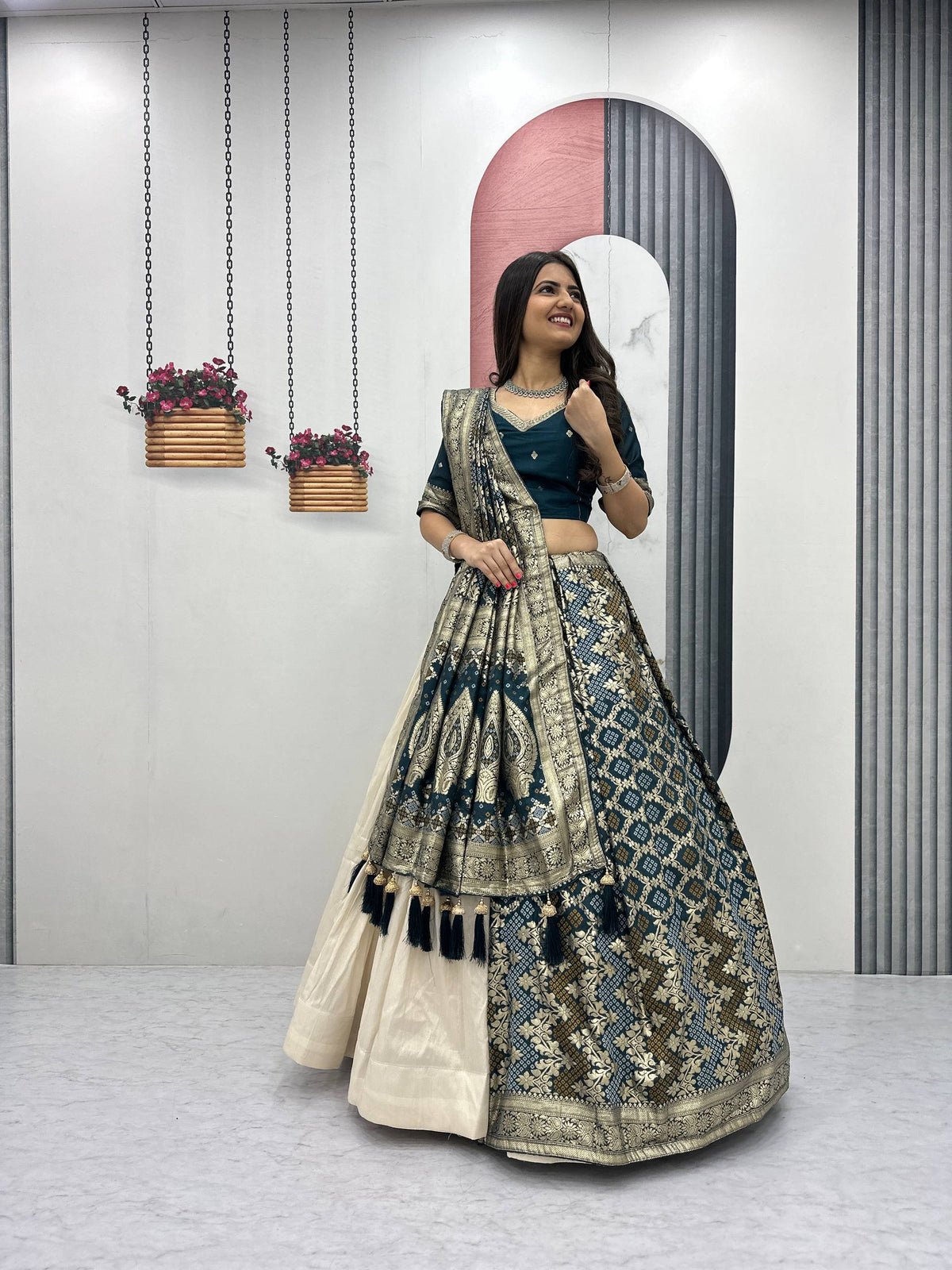 Anvisha Jacquard Saree Lehenga Choli