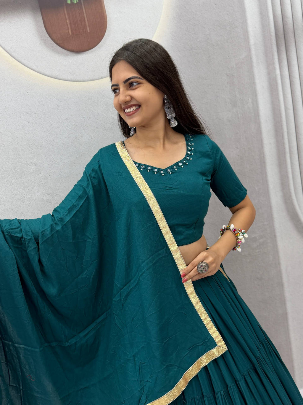 Niyara Rayon Cotton Mirror Work Lehenga Choli