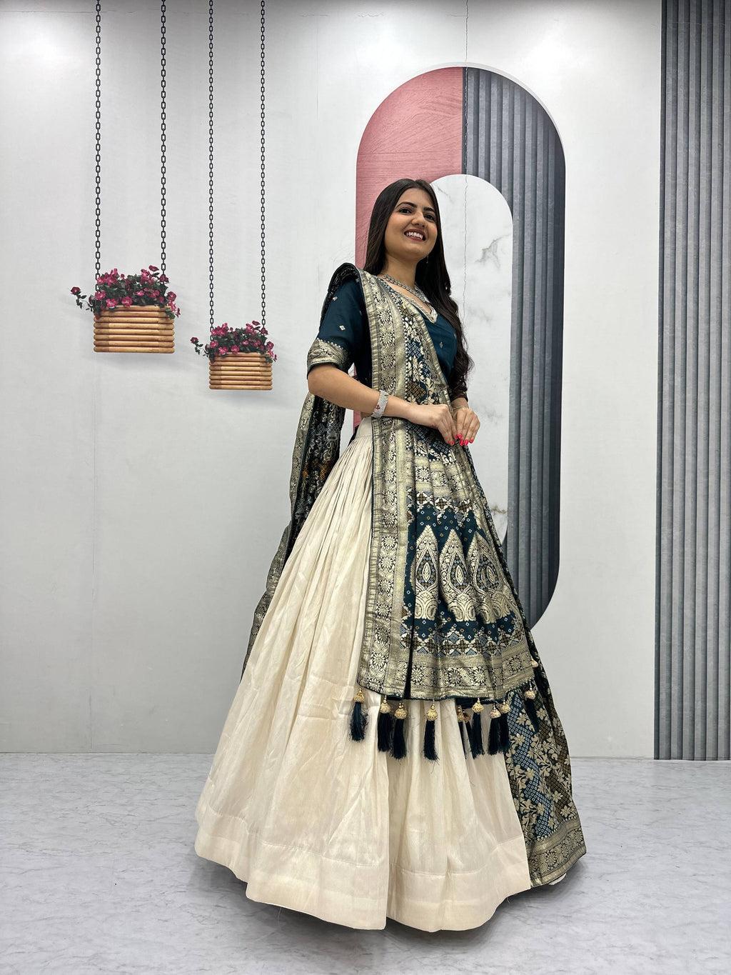 Anvisha Jacquard Saree Lehenga Choli