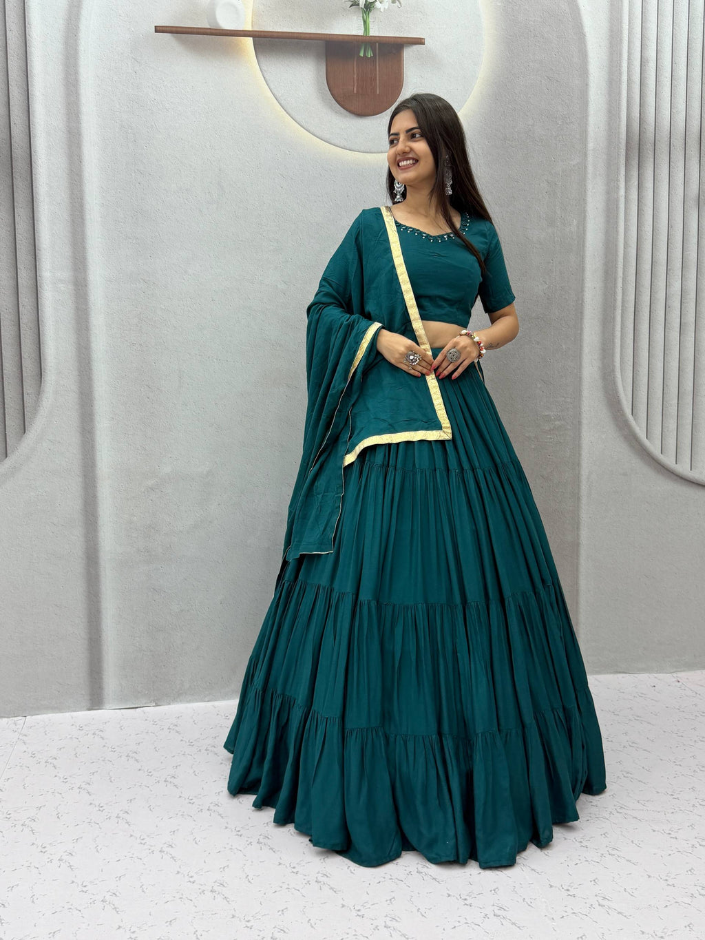 Niyara Rayon Cotton Mirror Work Lehenga Choli