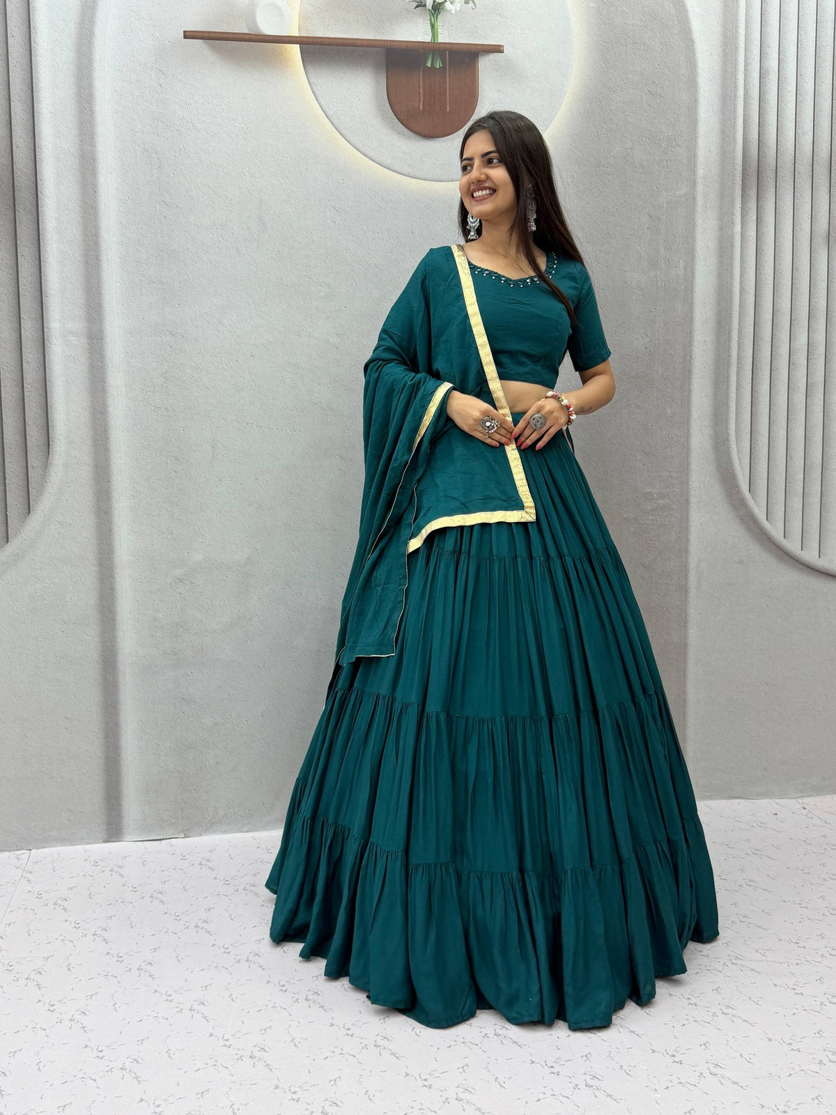 Niyara Rayon Cotton Mirror Work Lehenga Choli