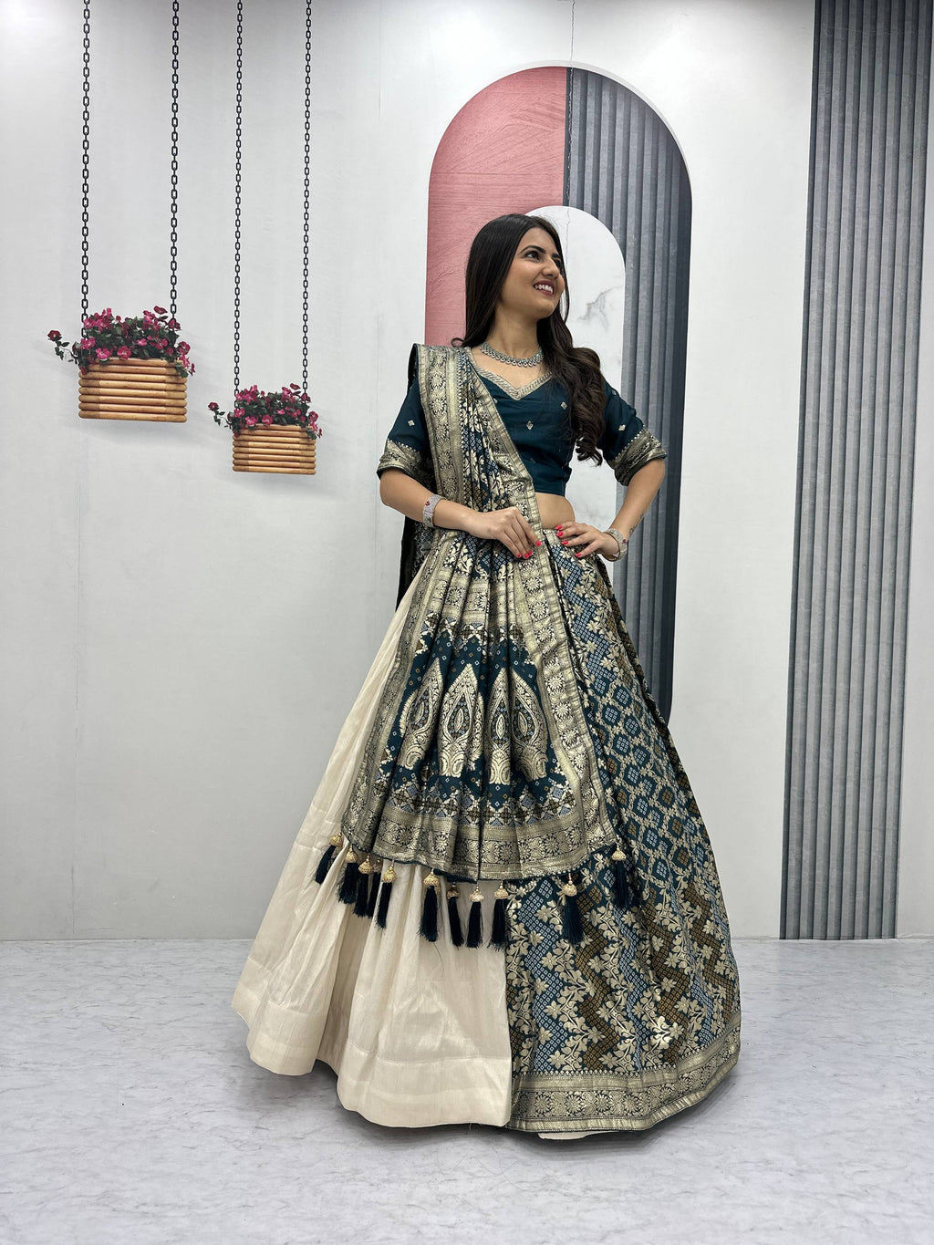 Anvisha Jacquard Saree Lehenga Choli