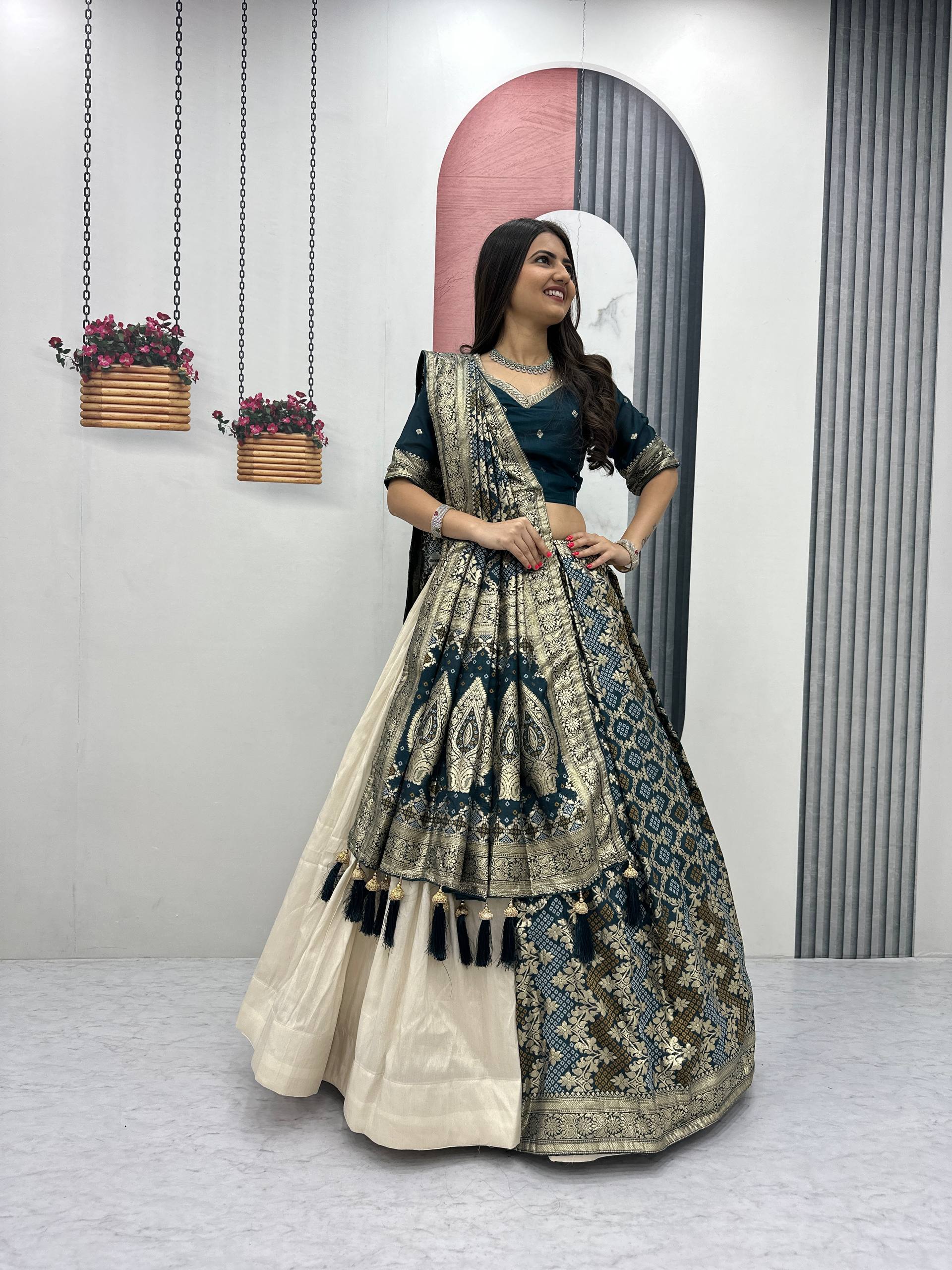 Anvisha Jacquard Saree Lehenga Choli