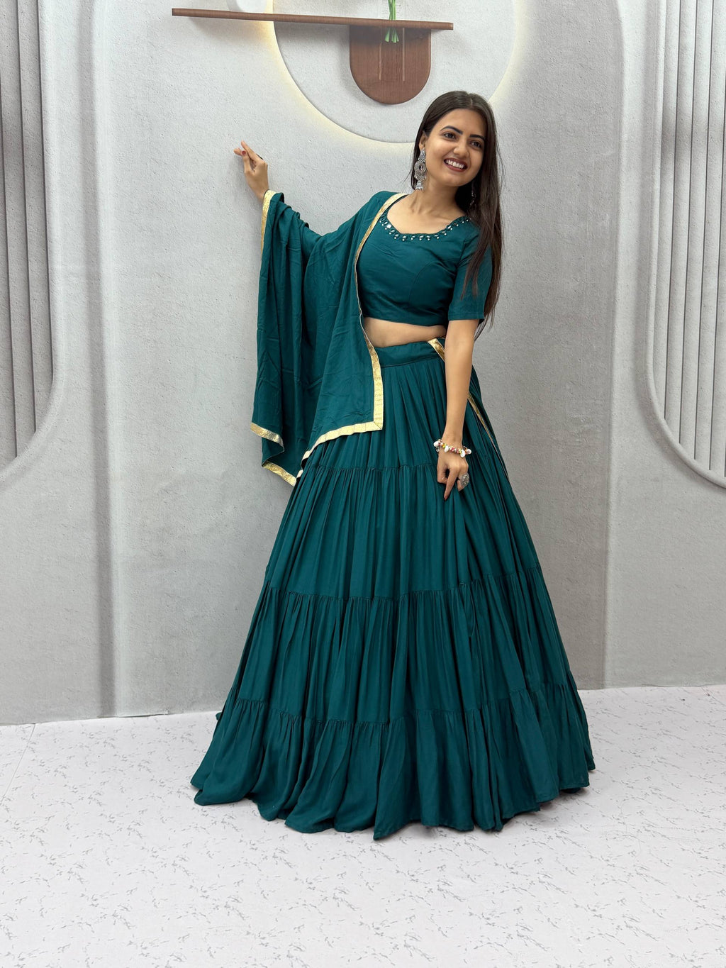 Niyara Rayon Cotton Mirror Work Lehenga Choli