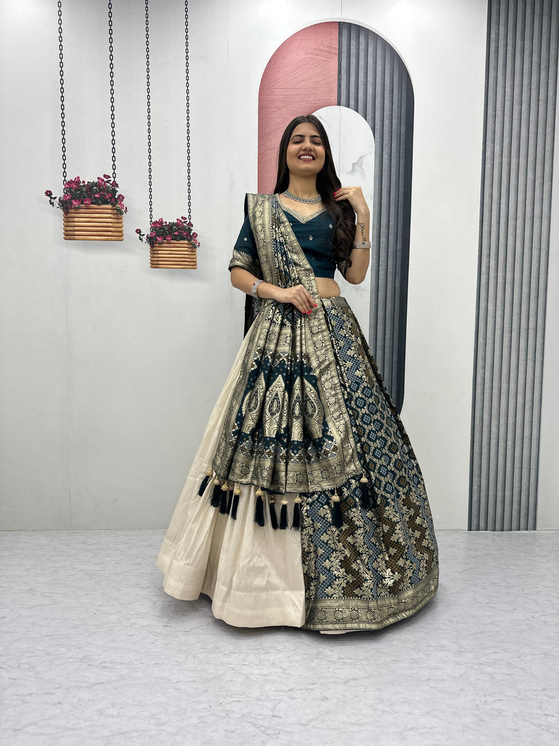 Anvisha Jacquard Saree Lehenga Choli