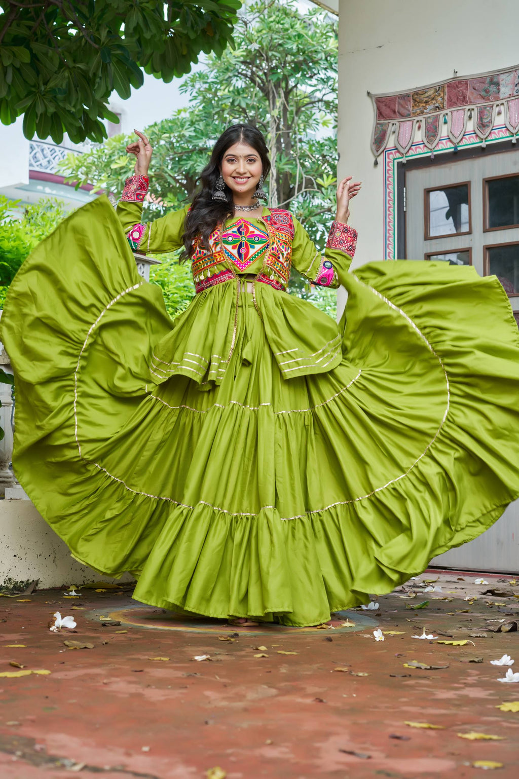 Mitali Pure Cotton Gamthi Work Lehenga Chol