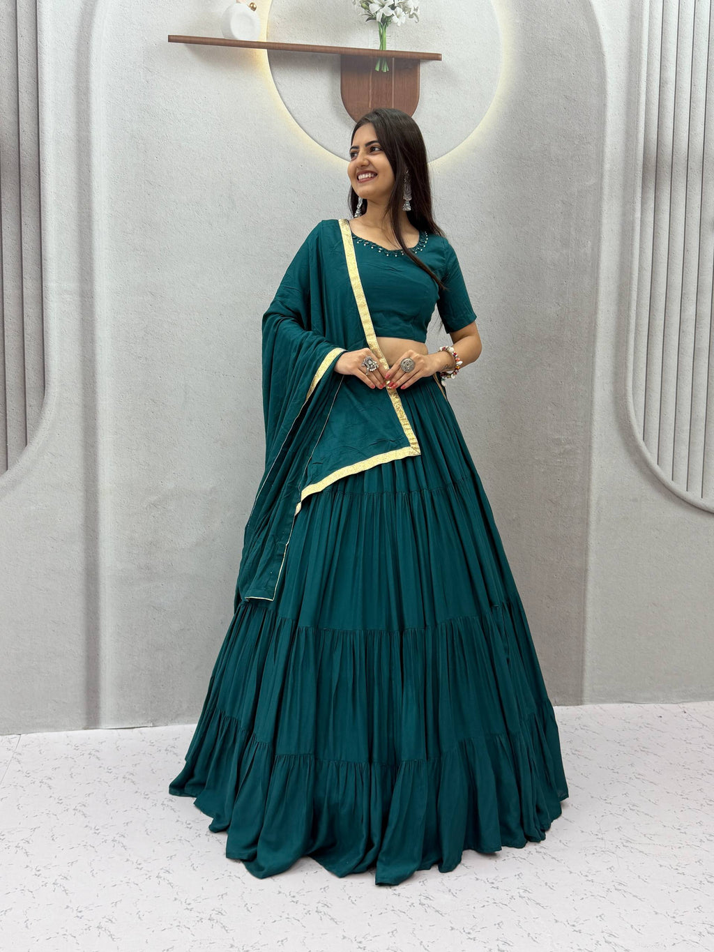 Niyara Rayon Cotton Mirror Work Lehenga Choli