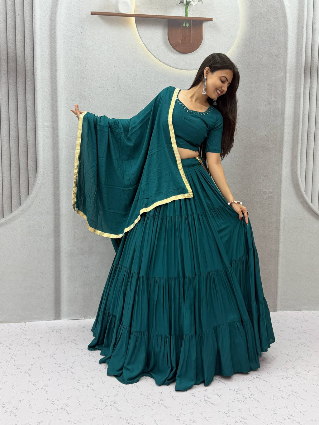 Niyara Rayon Cotton Mirror Work Lehenga Choli