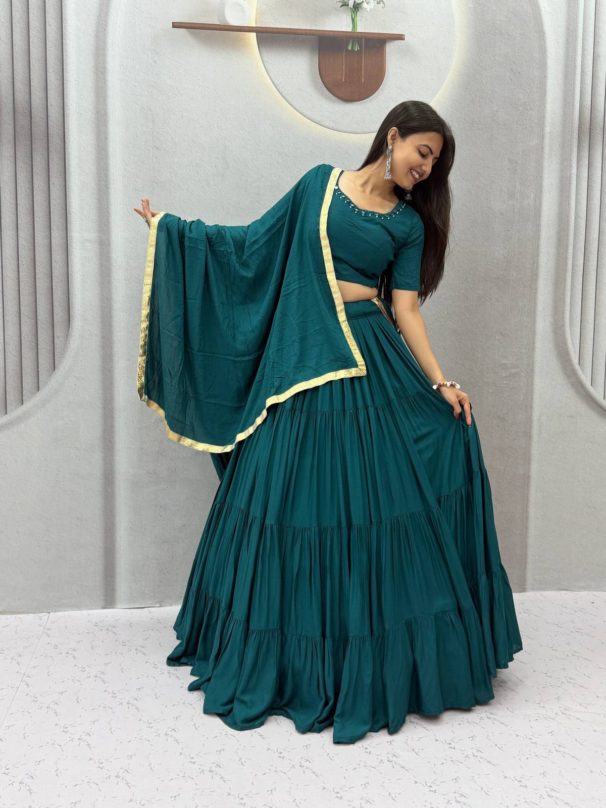Niyara Rayon Cotton Mirror Work Lehenga Choli