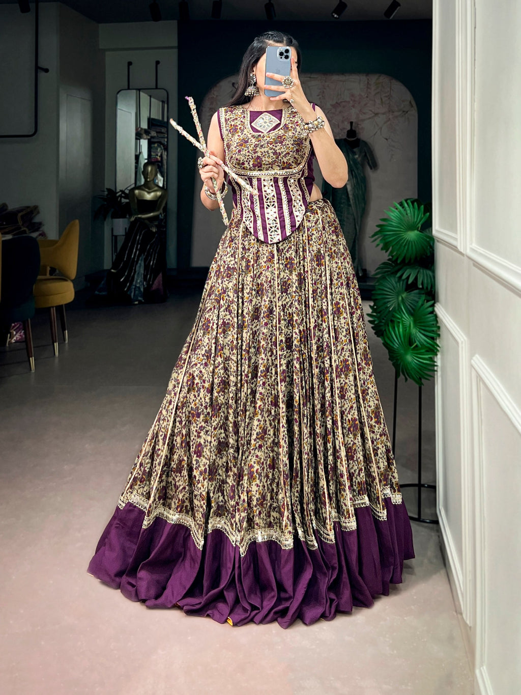 Siya Polyester Viscose Chanderi Lehenga