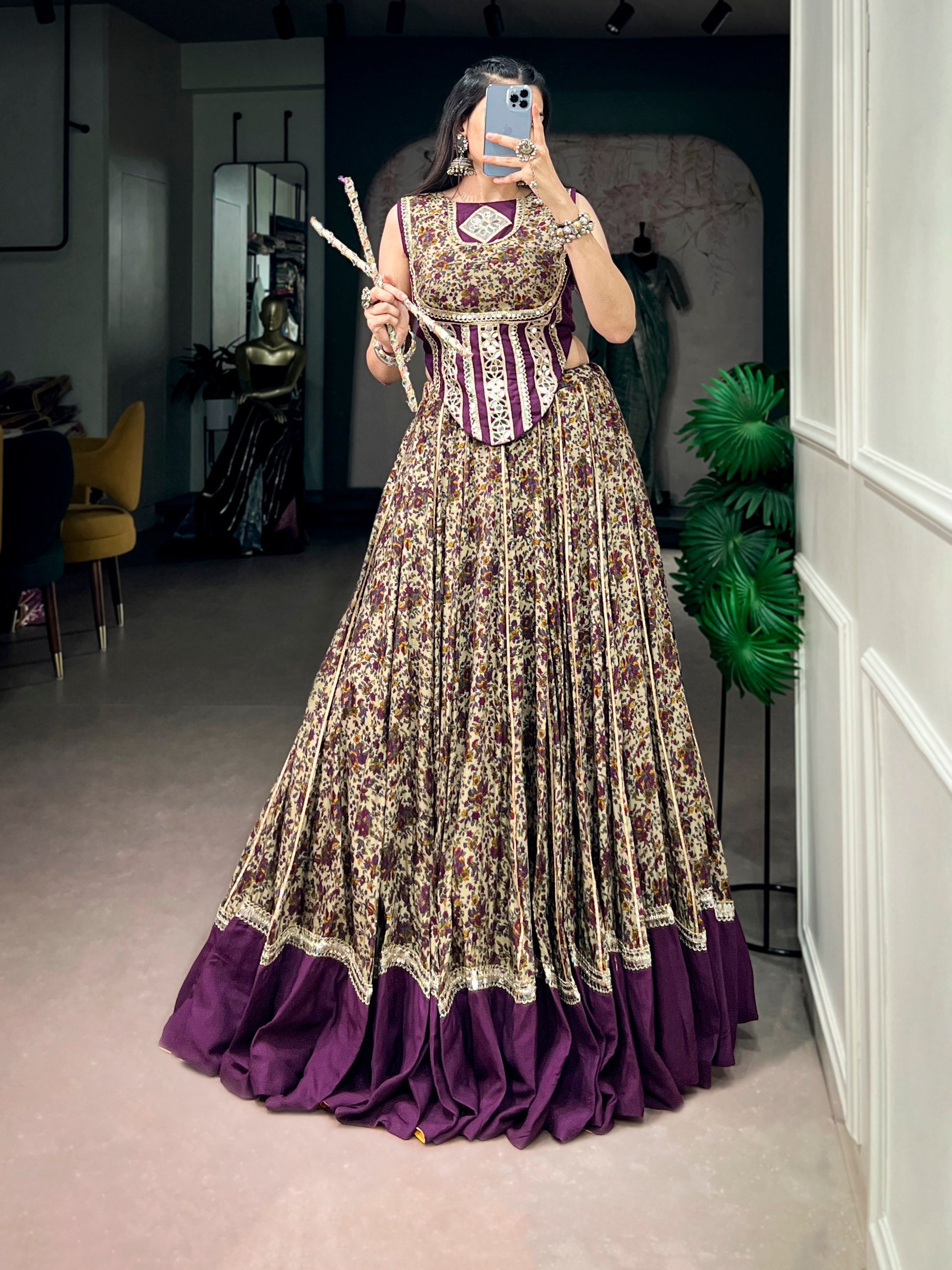 Siya Polyester Viscose Chanderi Lehenga
