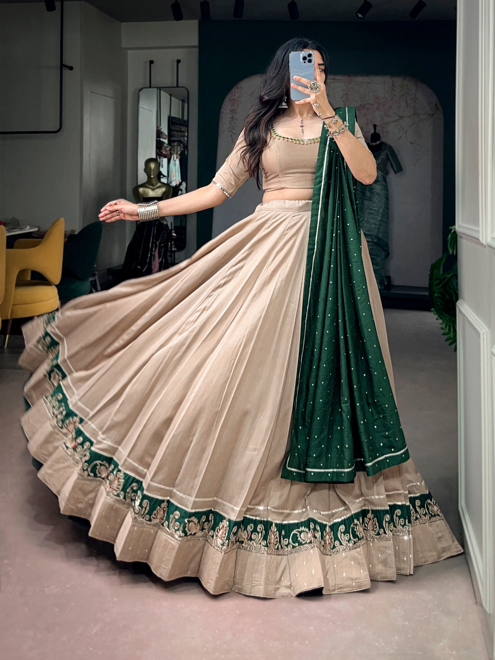 Mahika Chanderi Ghughri Mirror Lehenga Choli