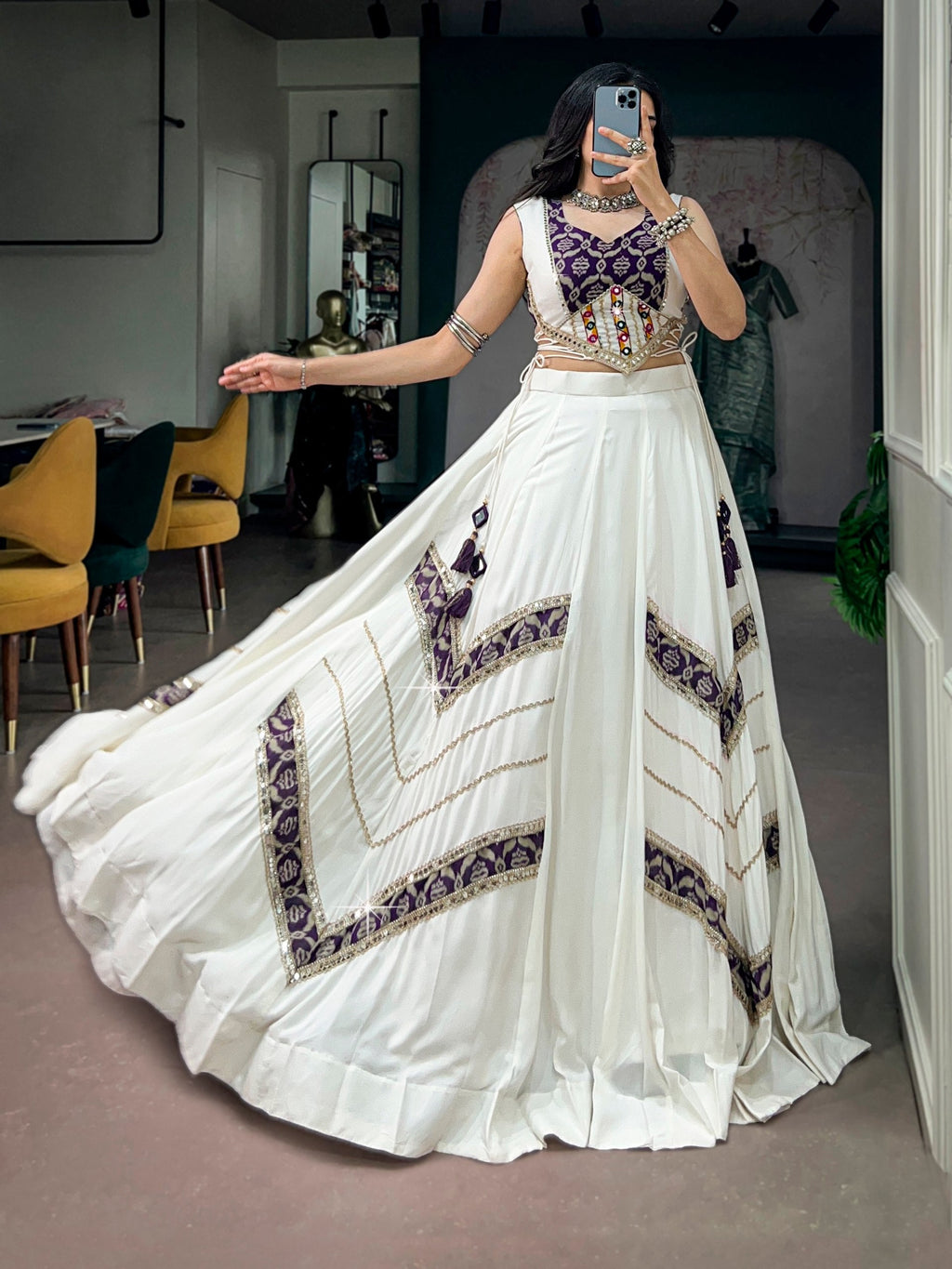 Prisha Rayon Gamthi Mirror Lehenga Choli