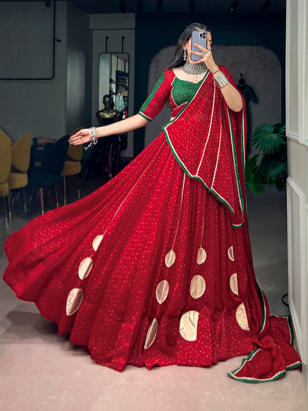 Kavisha Satin Chiffon Gotta Patch Lehenga Choli