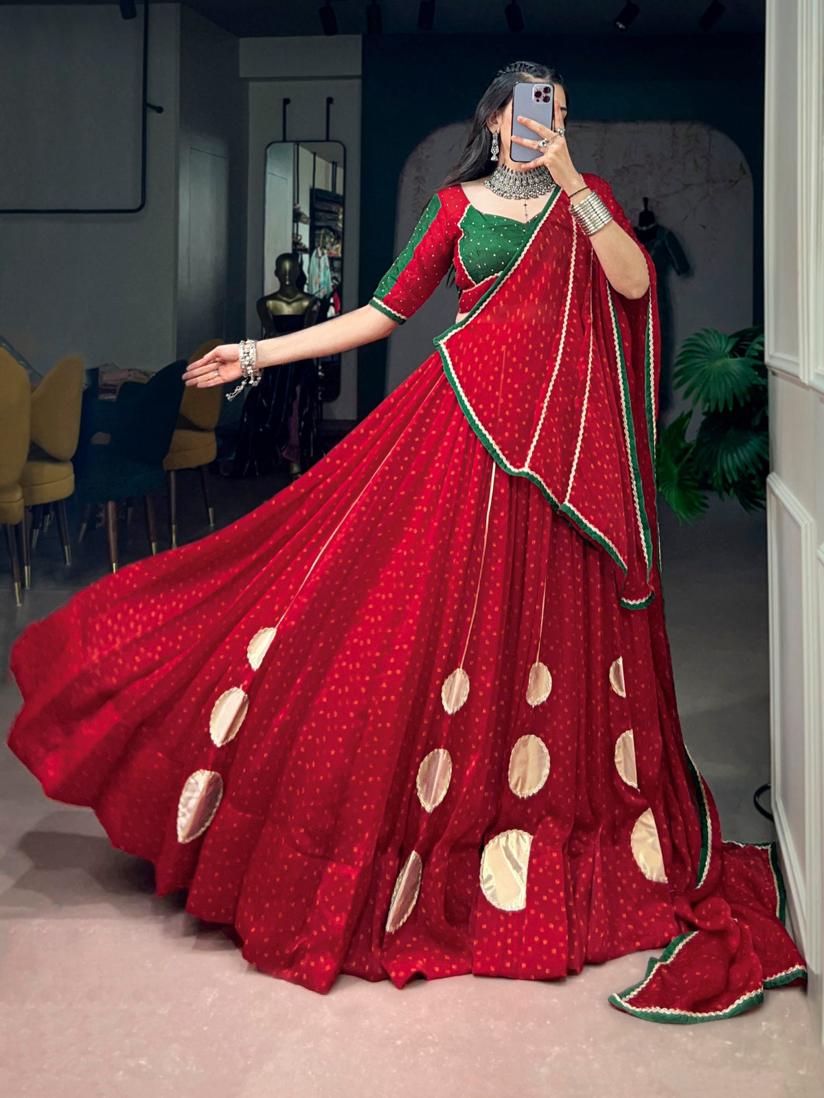 Kavisha Satin Chiffon Gotta Patch Lehenga Choli