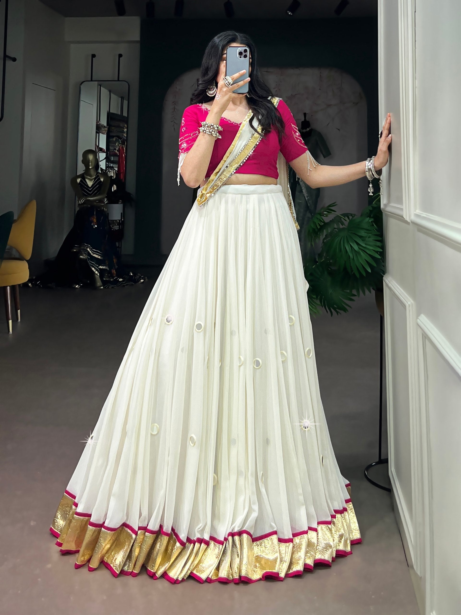 Anushka Rayon Mirror Work Lehenga Choli