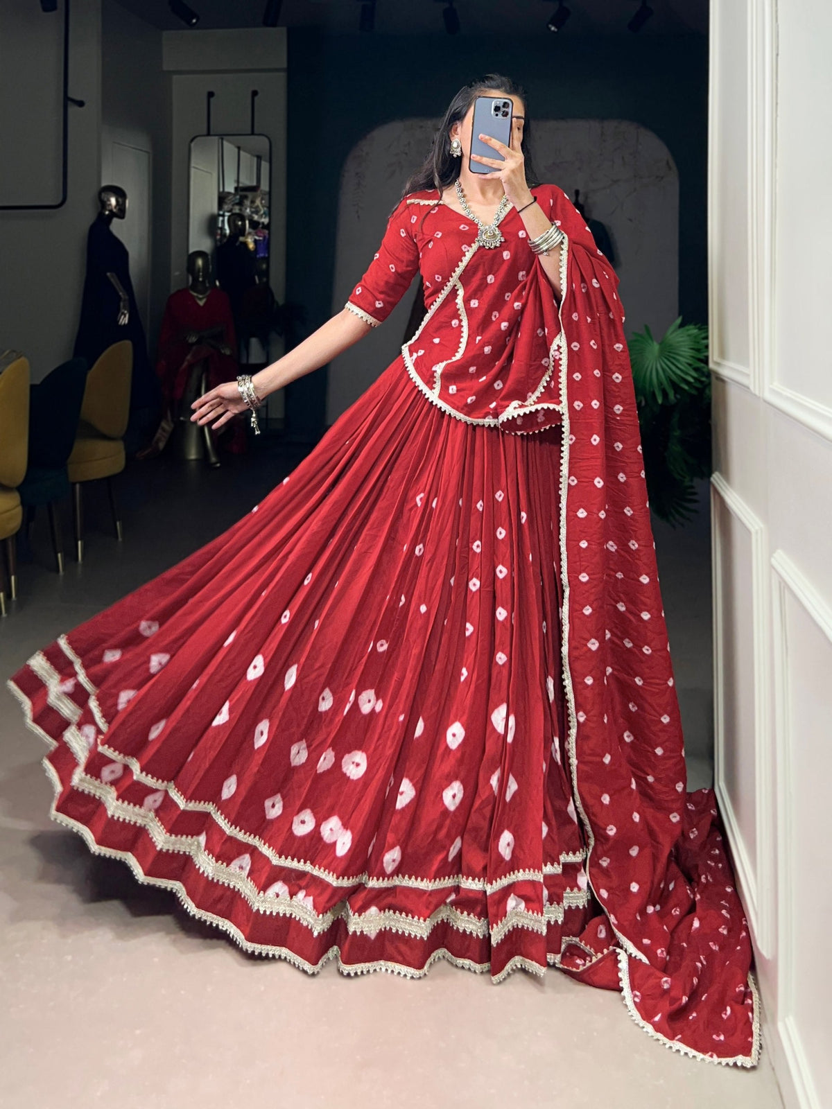 Radhika Pure Chanderi Bandhej Lehenga Choli