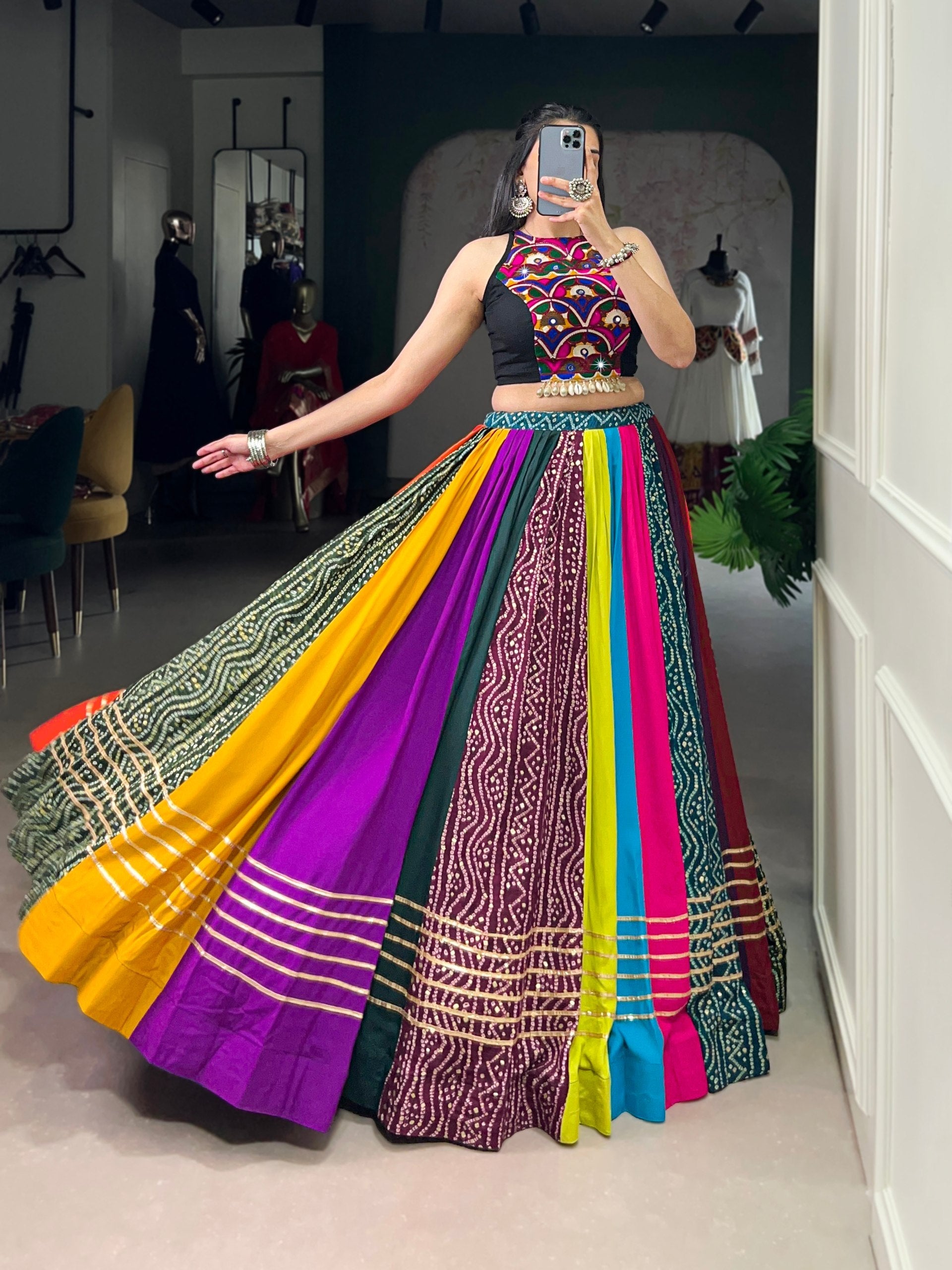 Pihu Rayon Printed Gota Patti Lehenga Choli
