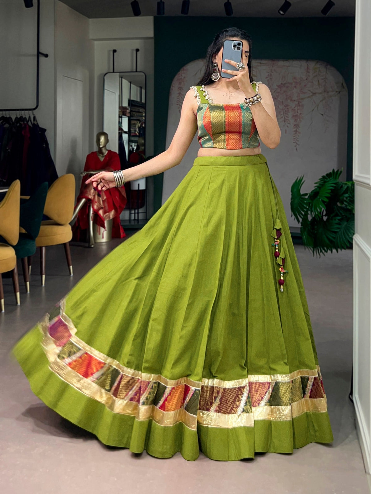 Anvika Cotton Zari Weaving Lehenga Choli
