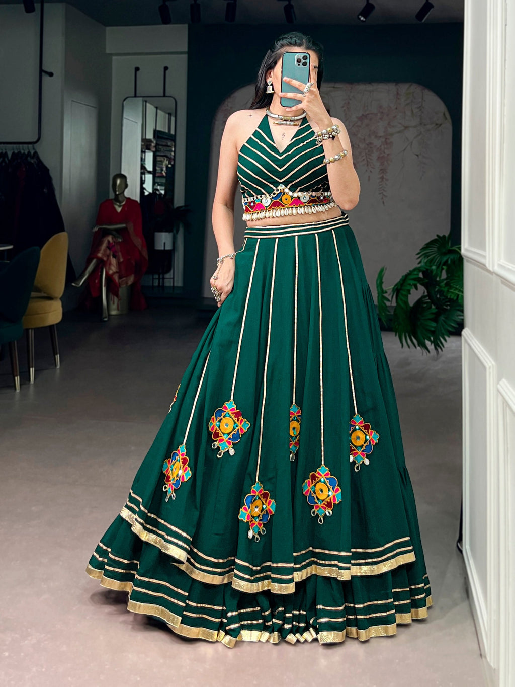 Sharanya Gamthi Mirror Work Lehenga Choli