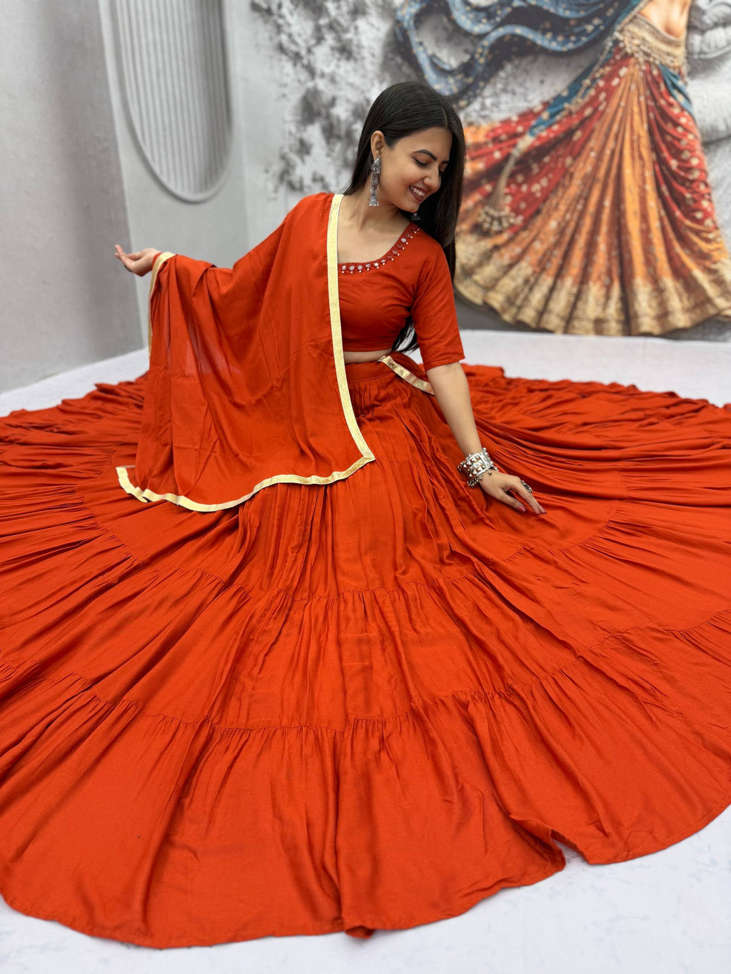 Niyara Rayon Cotton Mirror Work Lehenga Choli