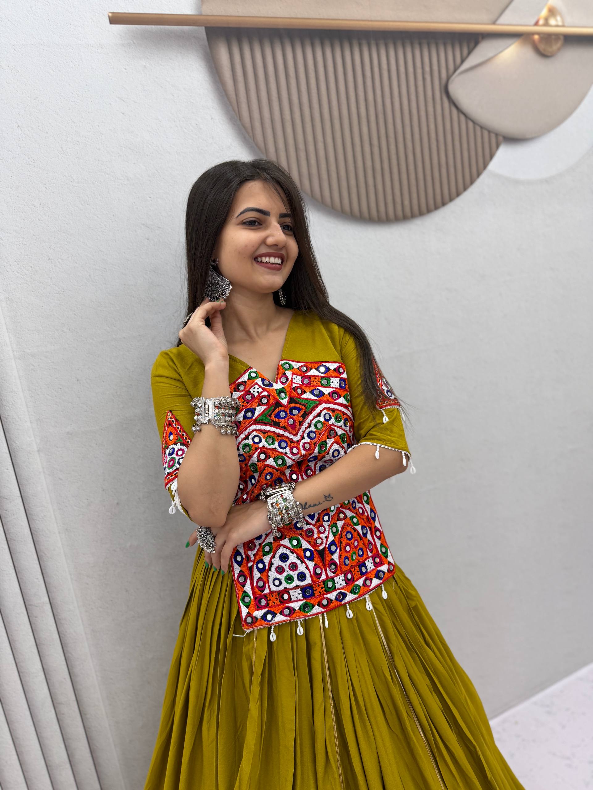 Vaidehi Pure Cotton Gamthi Mirror Lehenga Choli