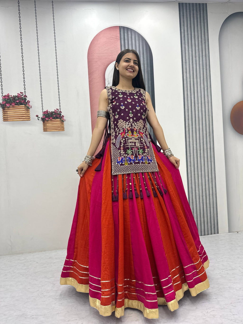 Sharvani Vichitra Silk Heavy Thread Shrug Lehenga Choli