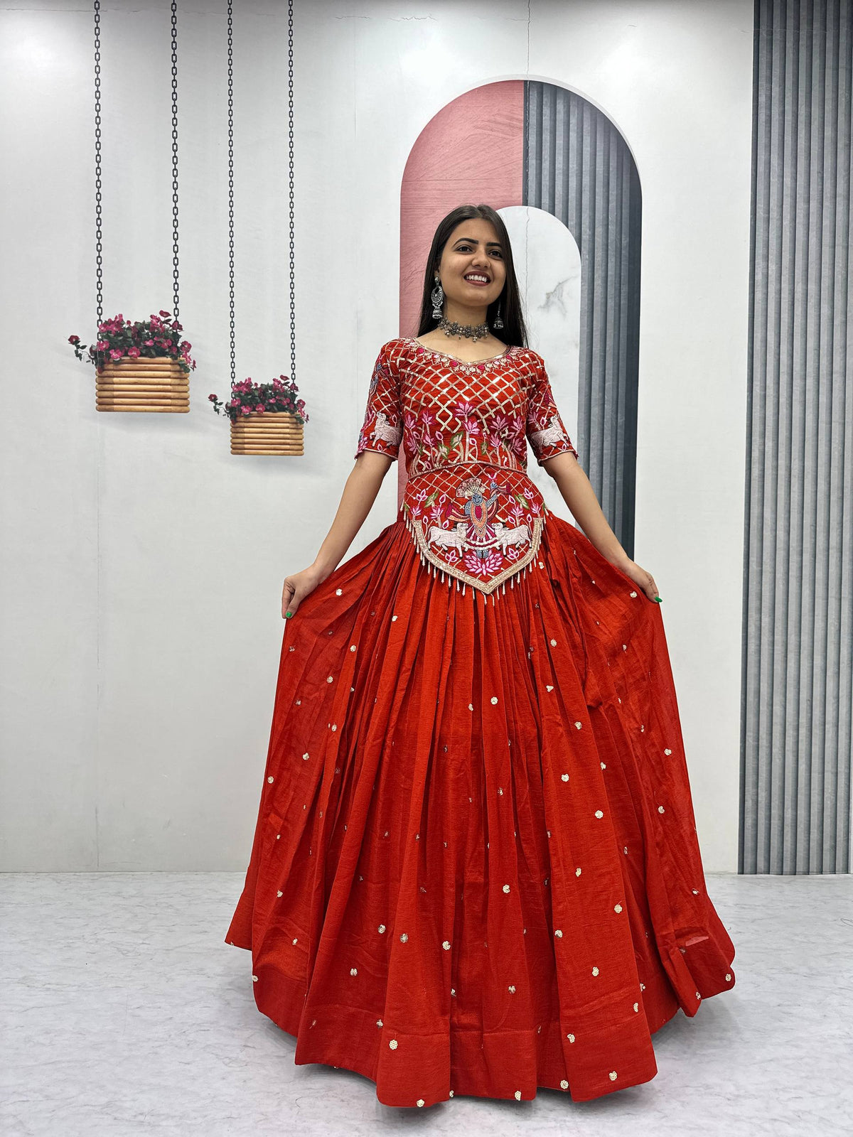 Aadhira Vichitra Silk Embroidery Sequin Lehenga Choli