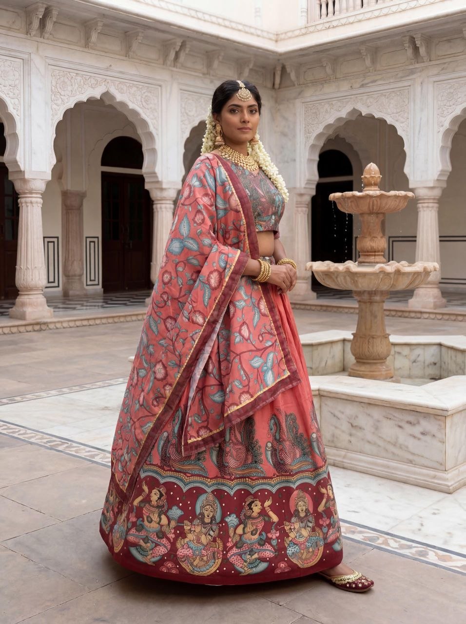 Aadhvika Chent Crep Kalamkari Lehenga Choli