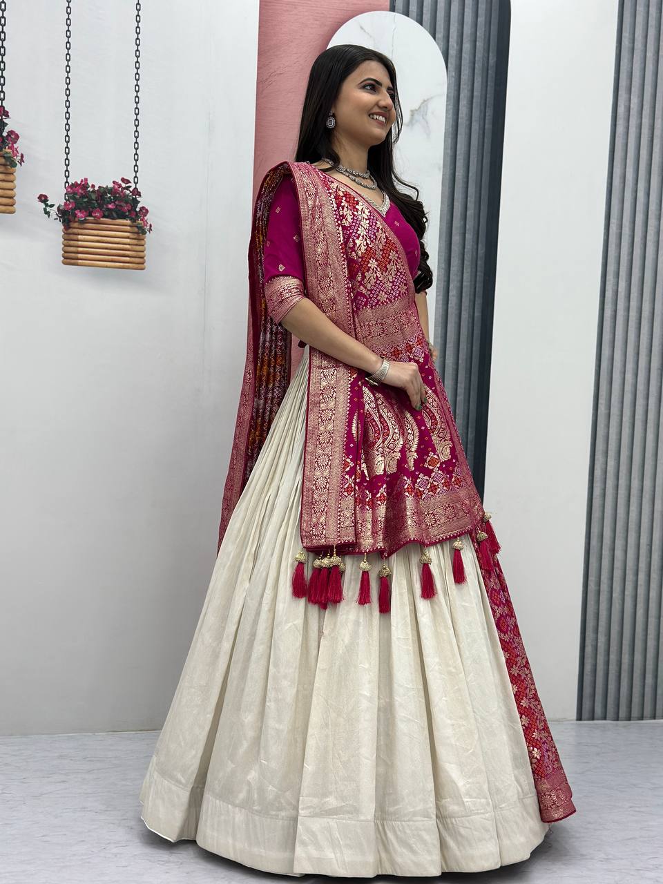 Anvisha Jacquard Saree Lehenga Choli