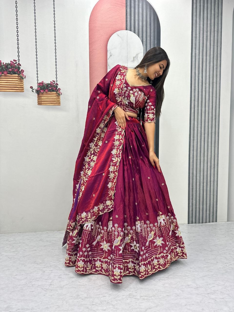 Zareen To Glass Silk Embroidery Lehenga Choli