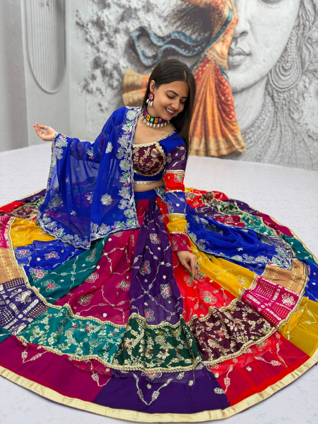 Kiara Fox Georgette Mirror Work Lehenga Choli