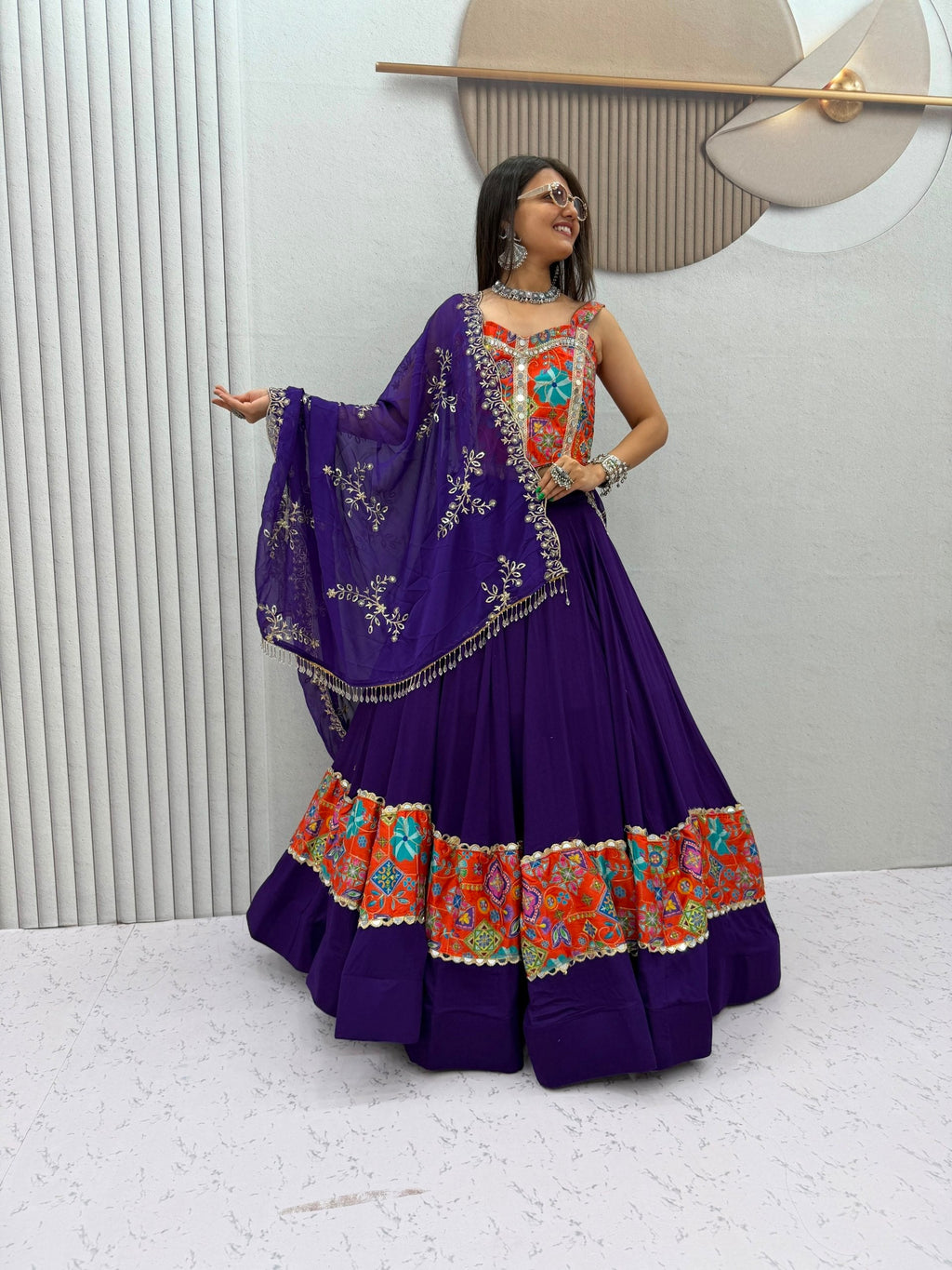 Reya Silk Mirror Work Rion Cotton Lehenga Choli