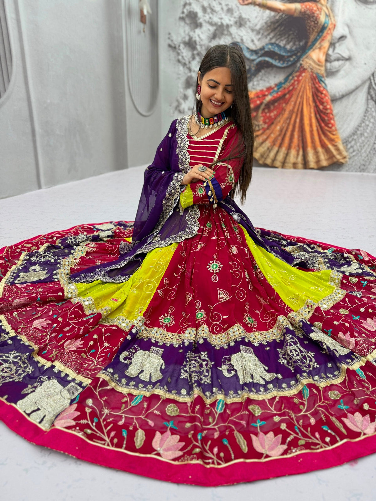 Ruhanika Fox Georgette Mirror Work Lehenga Choli