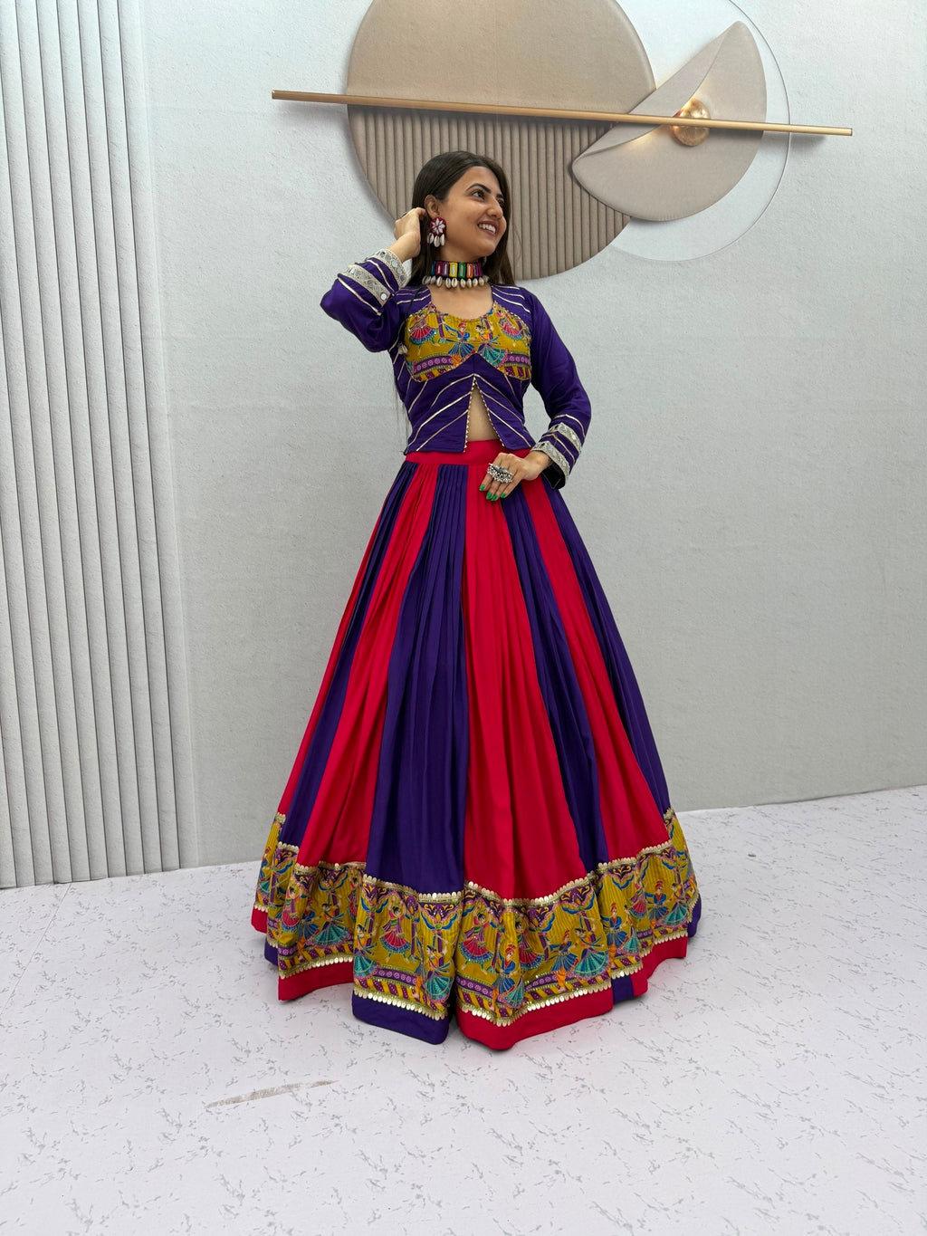 Samyukta Rion Cotton Mirror Work Lehenga Choli