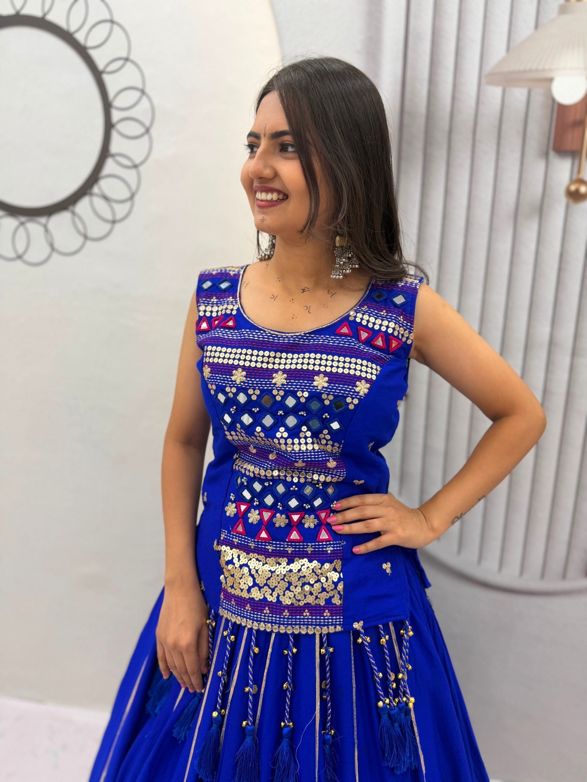 Arohi Pure Cotton Mirror Work Lehenga Choli