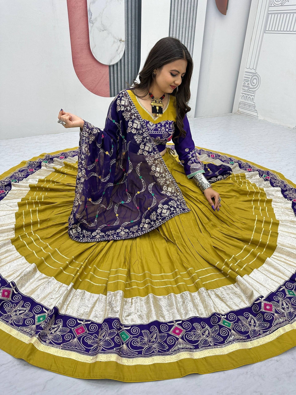 Vaishnavi Pure Cotton Embroidery Lace Lehenga Choli