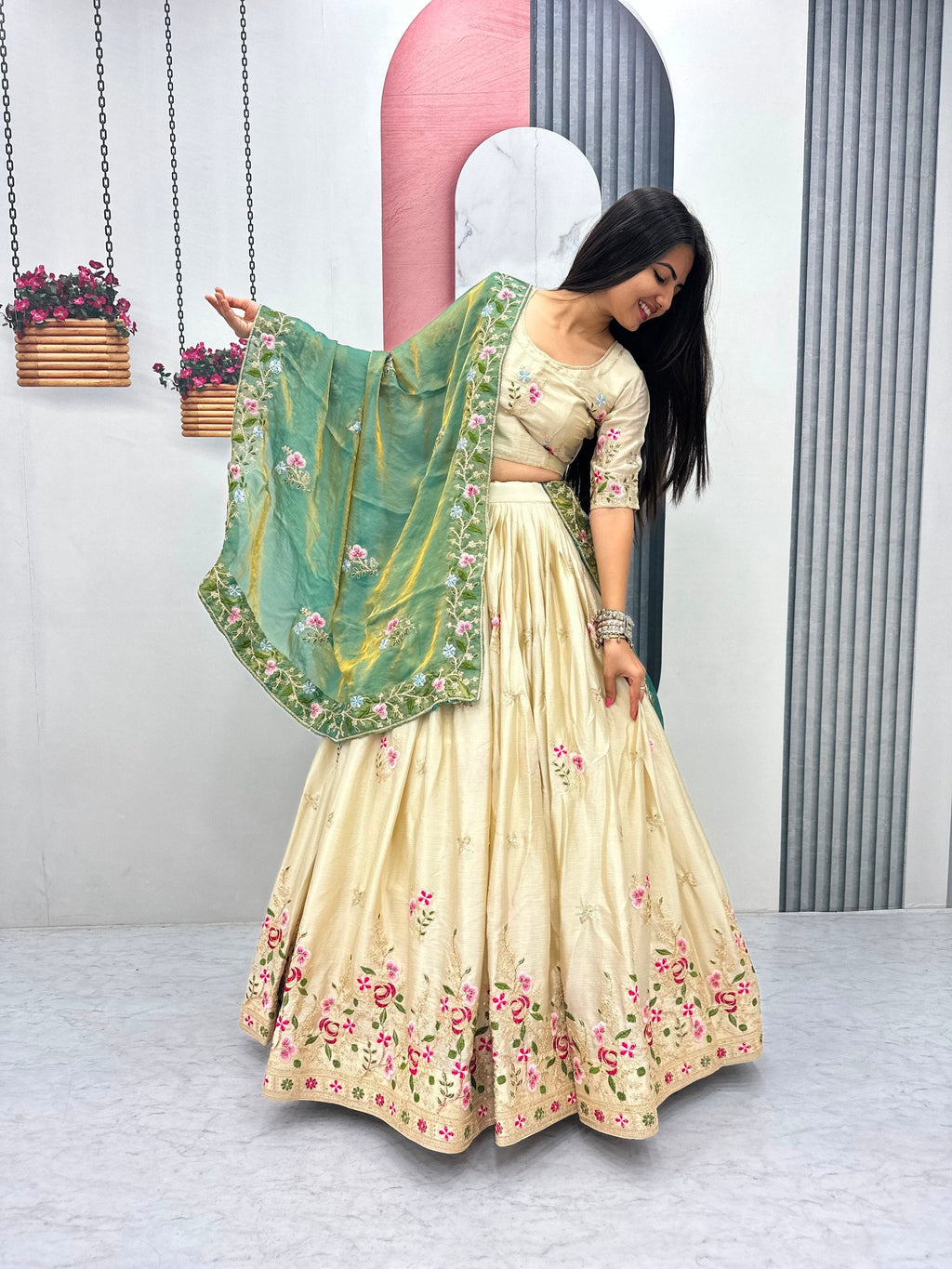 Aaradhya Chinon Heavy Embroidery Lehenga Choli