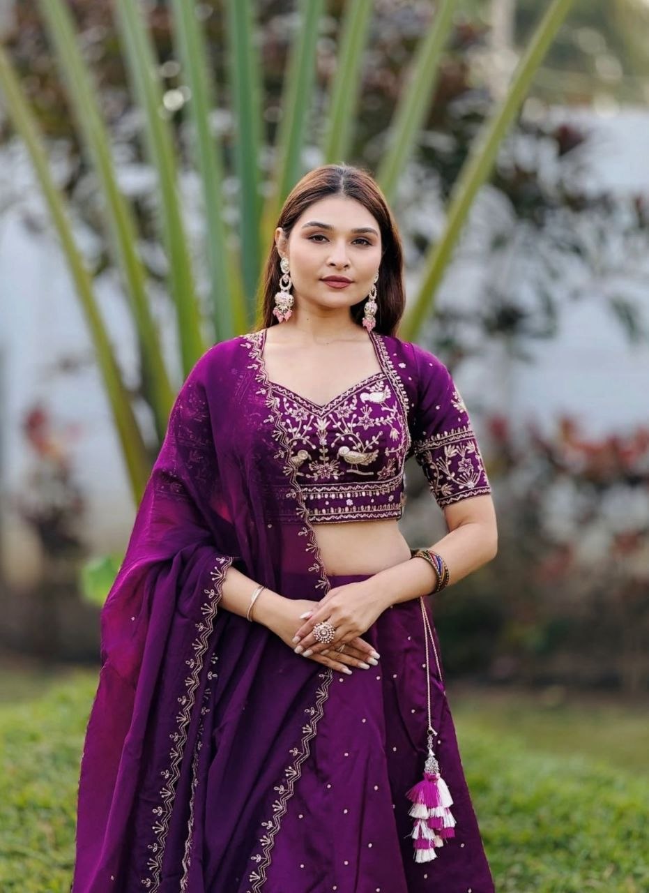Navisha Chinon Heavy Embroidery Lehenga Choli