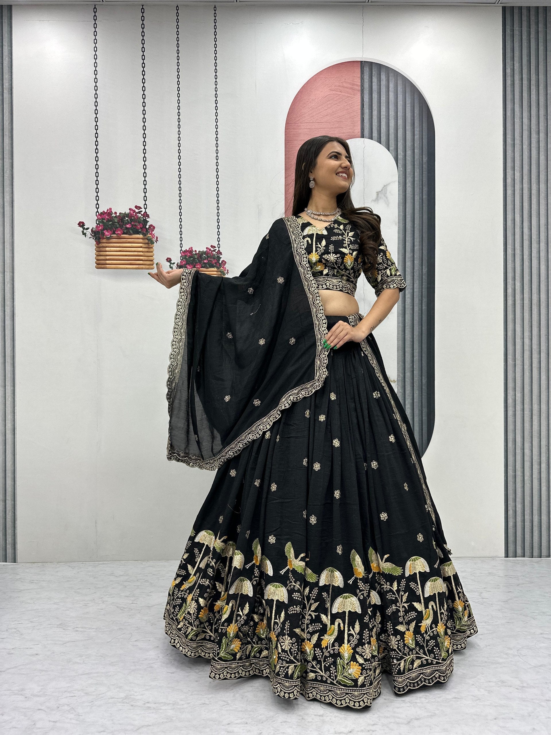 Prishaana Vichitra Silk Heavy Embroidery Lehenga Choli