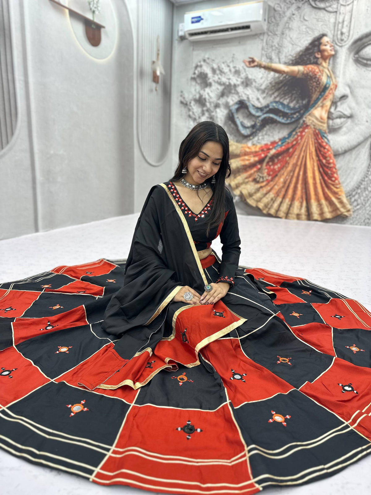 Ishani Pure Cotton Hand Mirror Lehenga Choli
